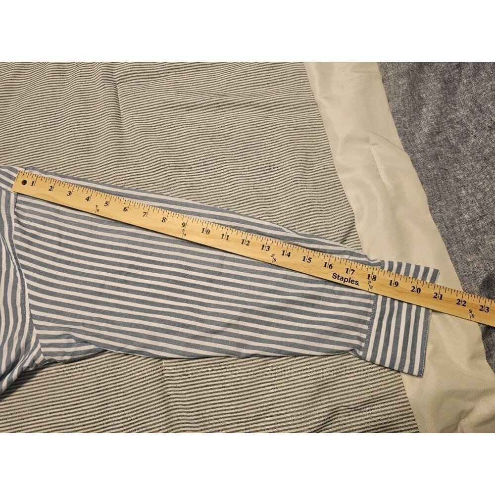Women Banana Republic Business Casual Blue & White Pinstripe Button Down Size L - Picture 8 of 12